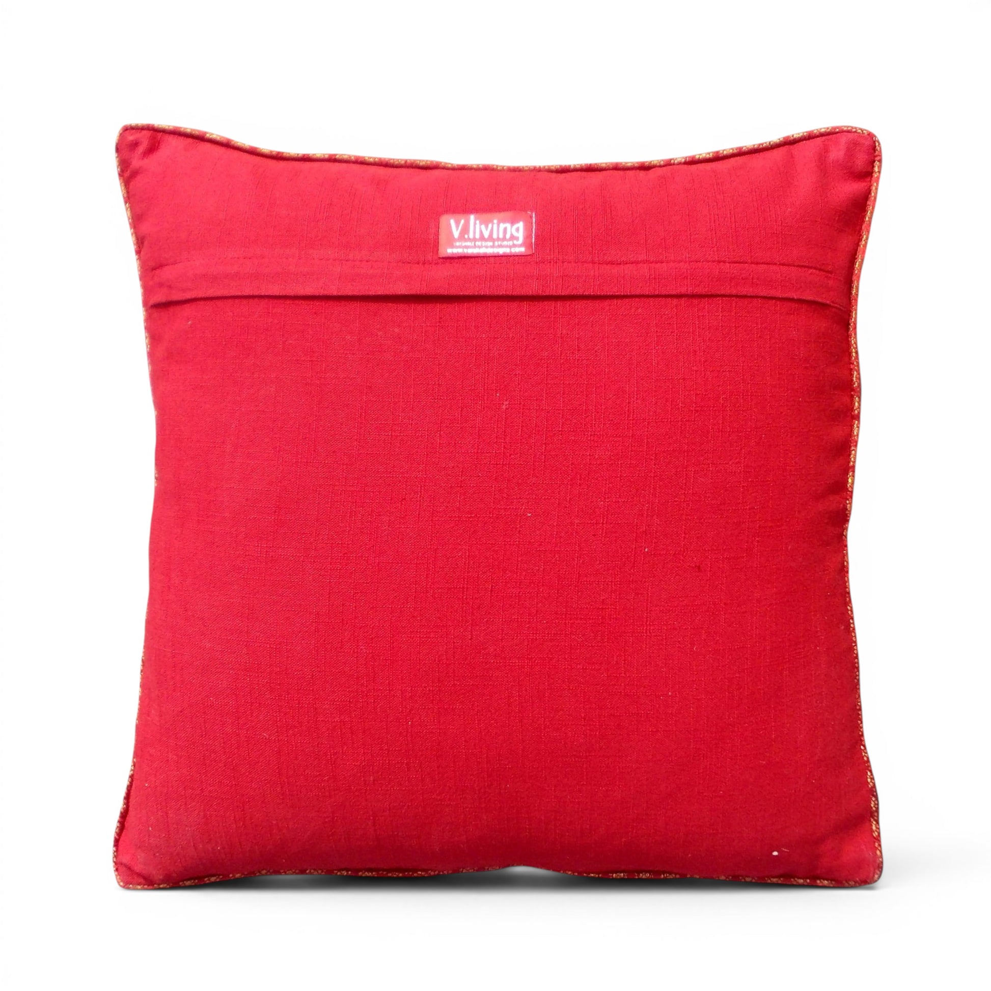Valentine All Hearts Linen Cushion Cover – Brocade Applique & Embroidery | 2 Sizes - Vliving