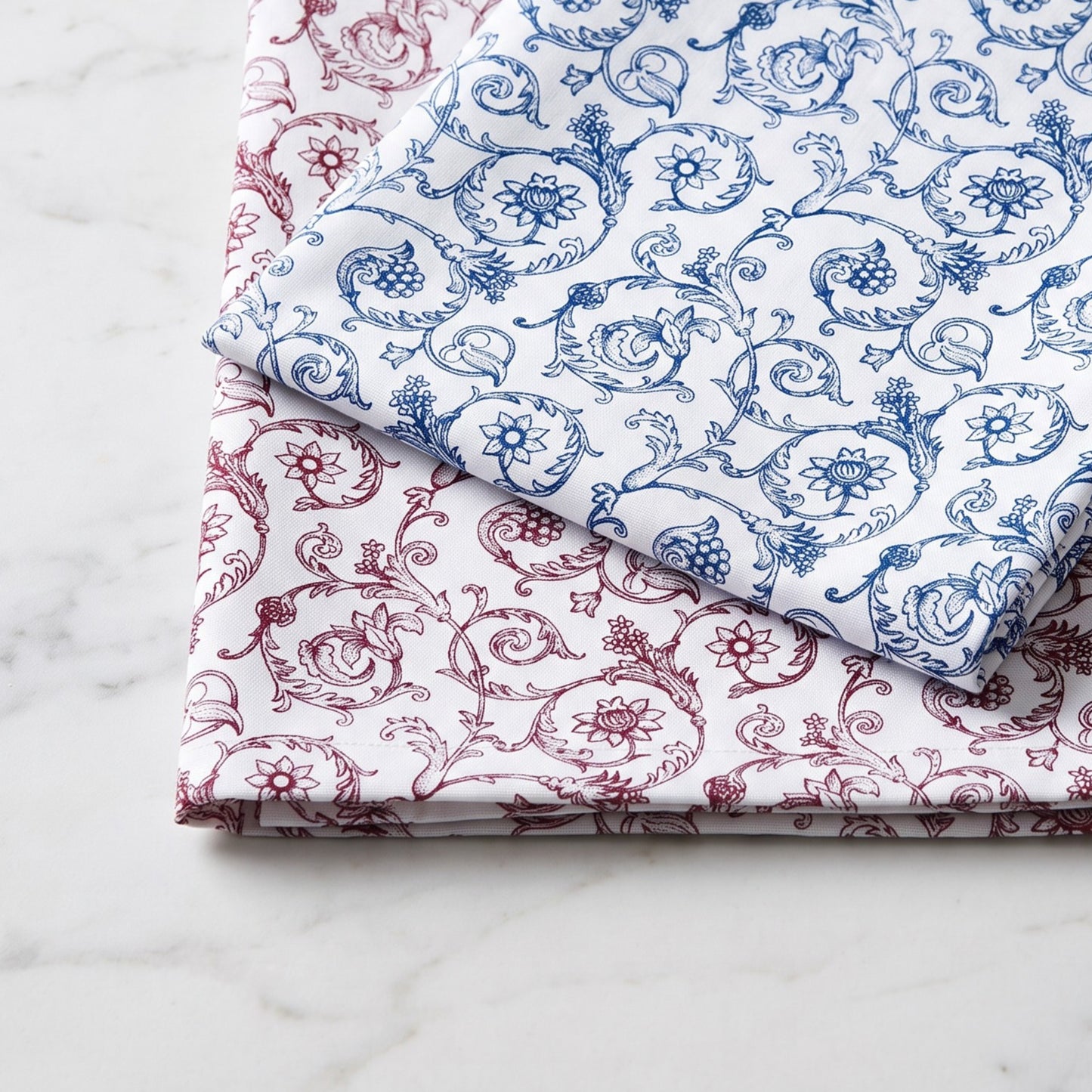 Red & White Victorian Swirl Print Cotton Kitchen Towel | 100% Cotton | 20"×28"