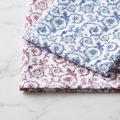Red & White Victorian Swirl Print Cotton Kitchen Towel | 100% Cotton | 20"×28"