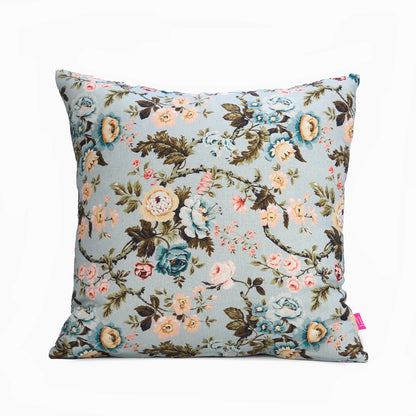 AMOUR - Duck Egg Rose Print Linen Bed runner set - King / Queen / Twin Size