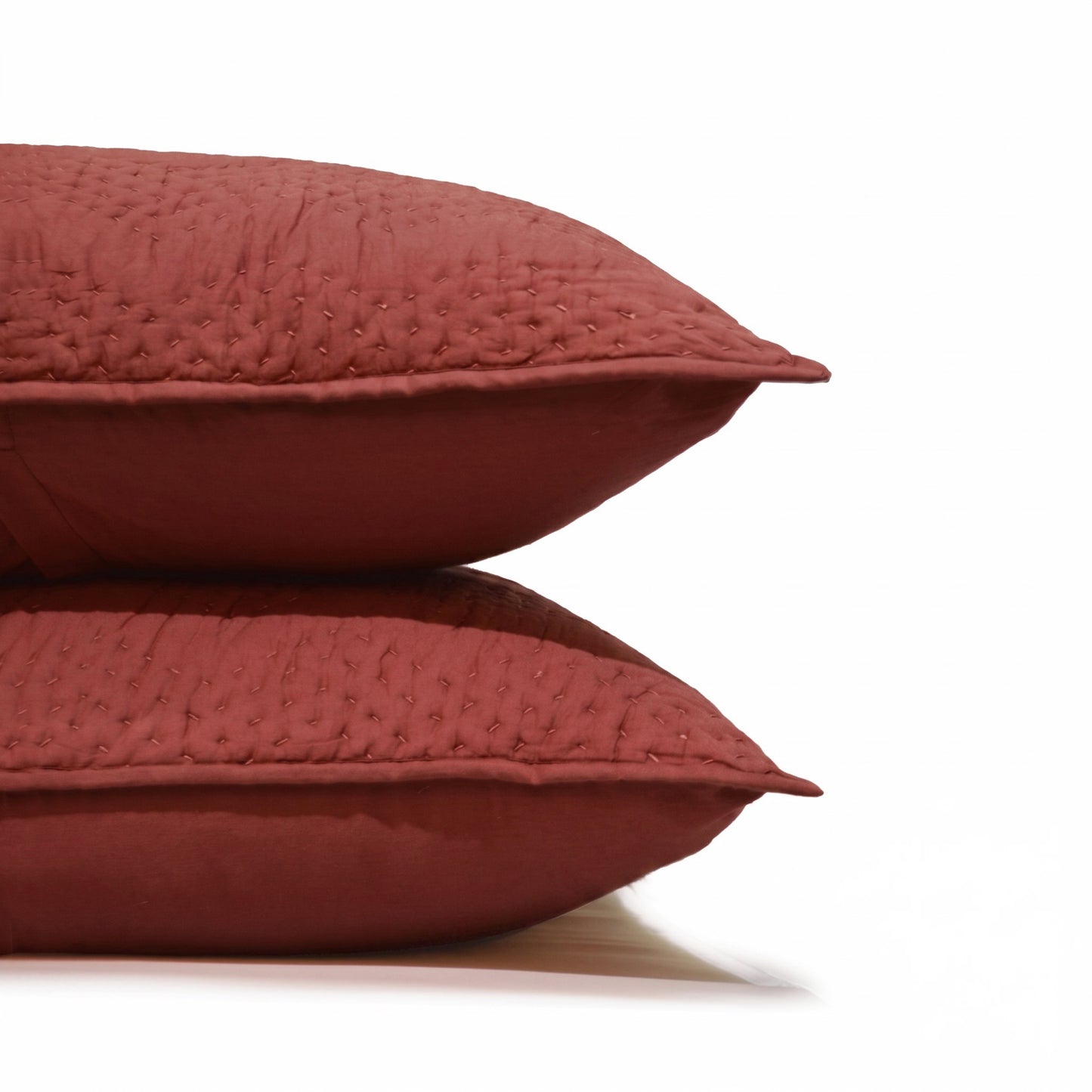 Terracotta Kantha Quilted Pillow Cases | Chevron Pattern | Handmade | Multiple Sizes