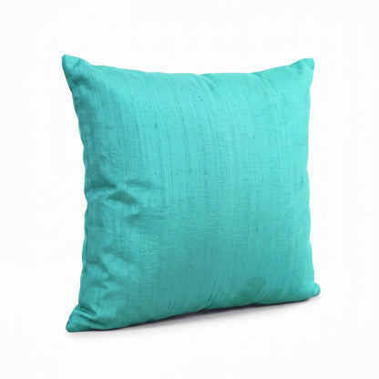 Turquoise Pure Dupioni Silk Cushion Cover | Reversible | Concealed Zip | 3 Sizes