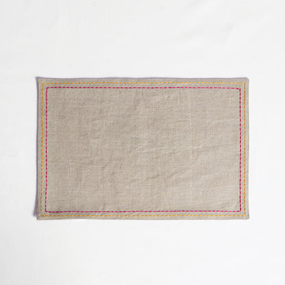FOLK Pure Linen Table Mats – with Rice Stitch Embroidery - Vliving