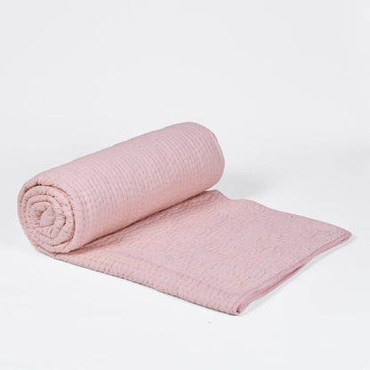 BLUSH colour handmade Kantha cotton Quilt, Sizes available