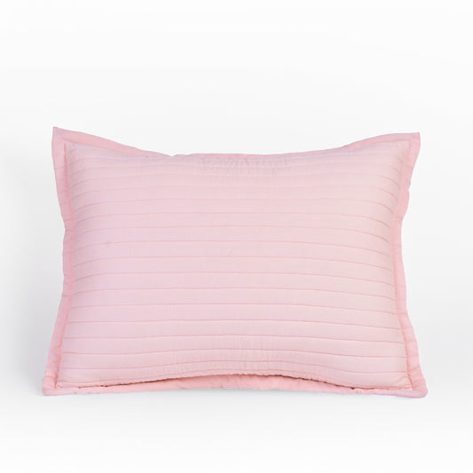 BLUSH Cotton Stripe Quilted Pillow Case with flange, Sizes available
