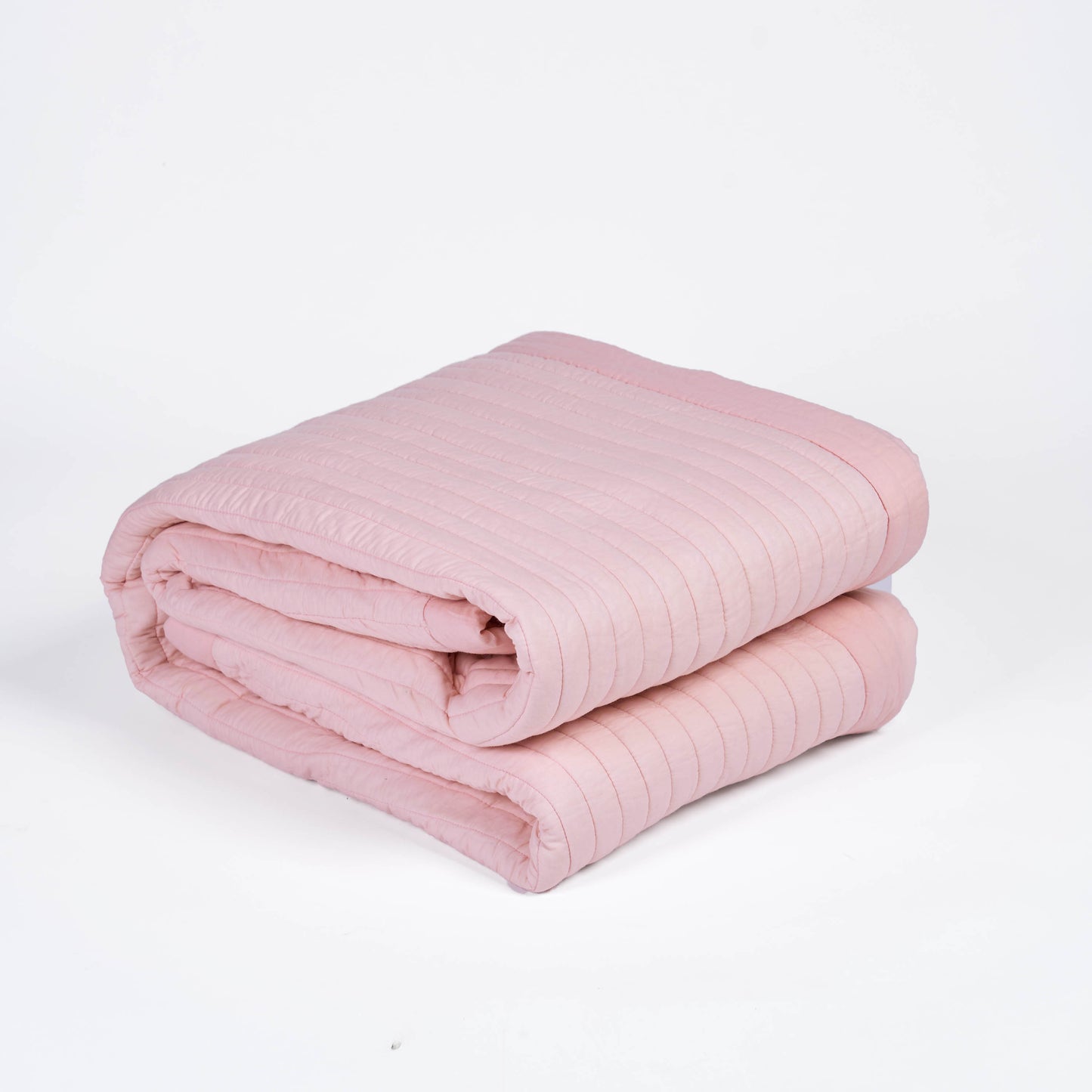 BLUSH cotton Quilt with stripe quilting and border, Sizes available