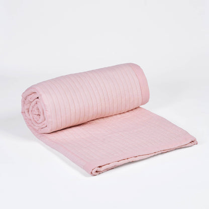 BLUSH cotton Quilt bed set, Striped Quilting with border, Sizes available