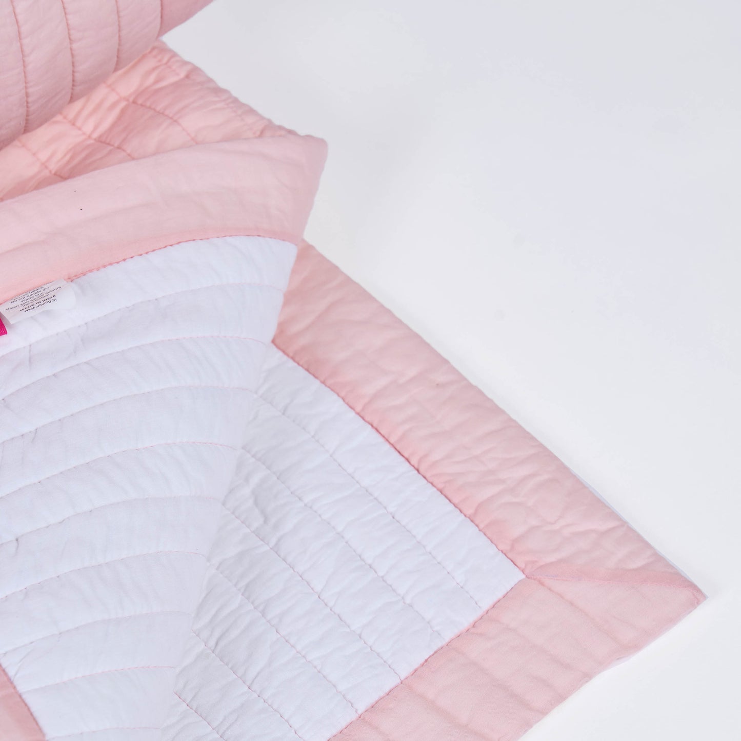 BLUSH cotton Quilt with stripe quilting and border, Sizes available