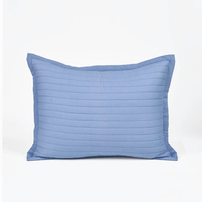 DENIM BLUE Cotton Stripe Quilted Pillow Case with flange, Sizes available