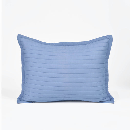 DENIM BLUE Cotton Stripe Quilted Pillow Case with flange, Sizes available