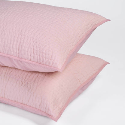 BLUSH colour handmade Kantha cotton Quilted pillow cases, Sizes available