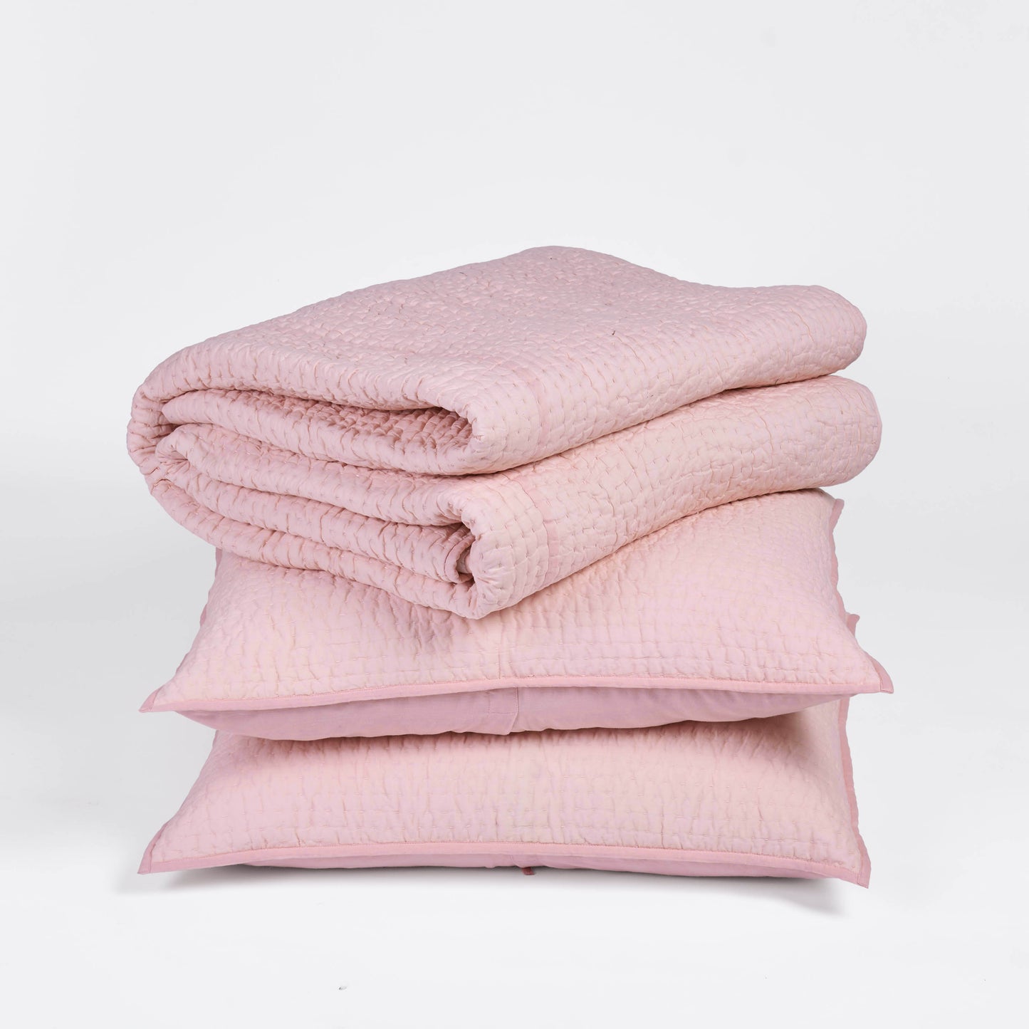 BLUSH colour handmade Kantha cotton Quilted pillow cases, Sizes available