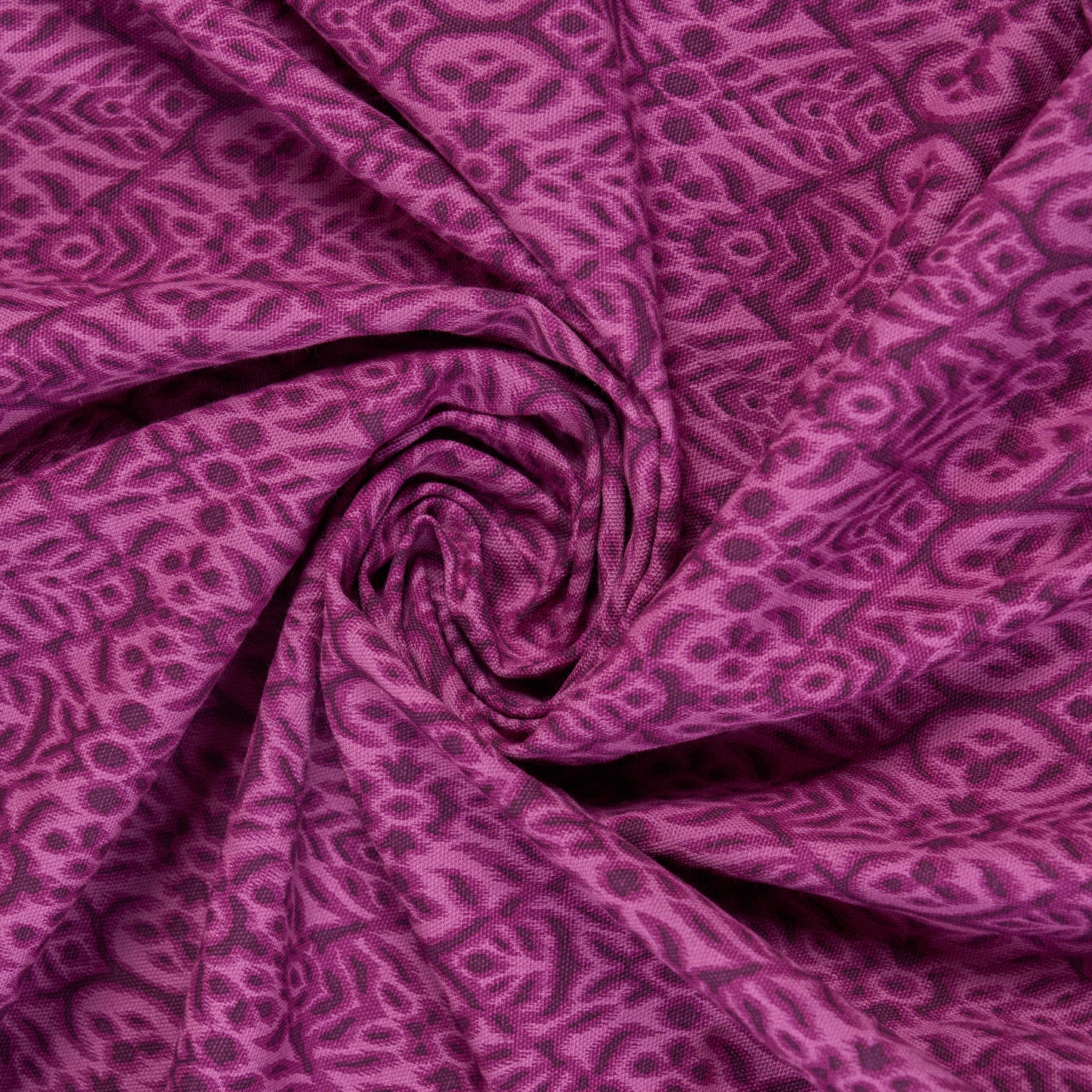 IKAT - Plum color printed fabric, geometrical pattern, 100% cotton duck, by the metre, 58" width
