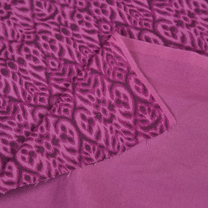 IKAT - Plum color printed fabric, geometrical pattern, 100% cotton duck, by the metre, 58" width