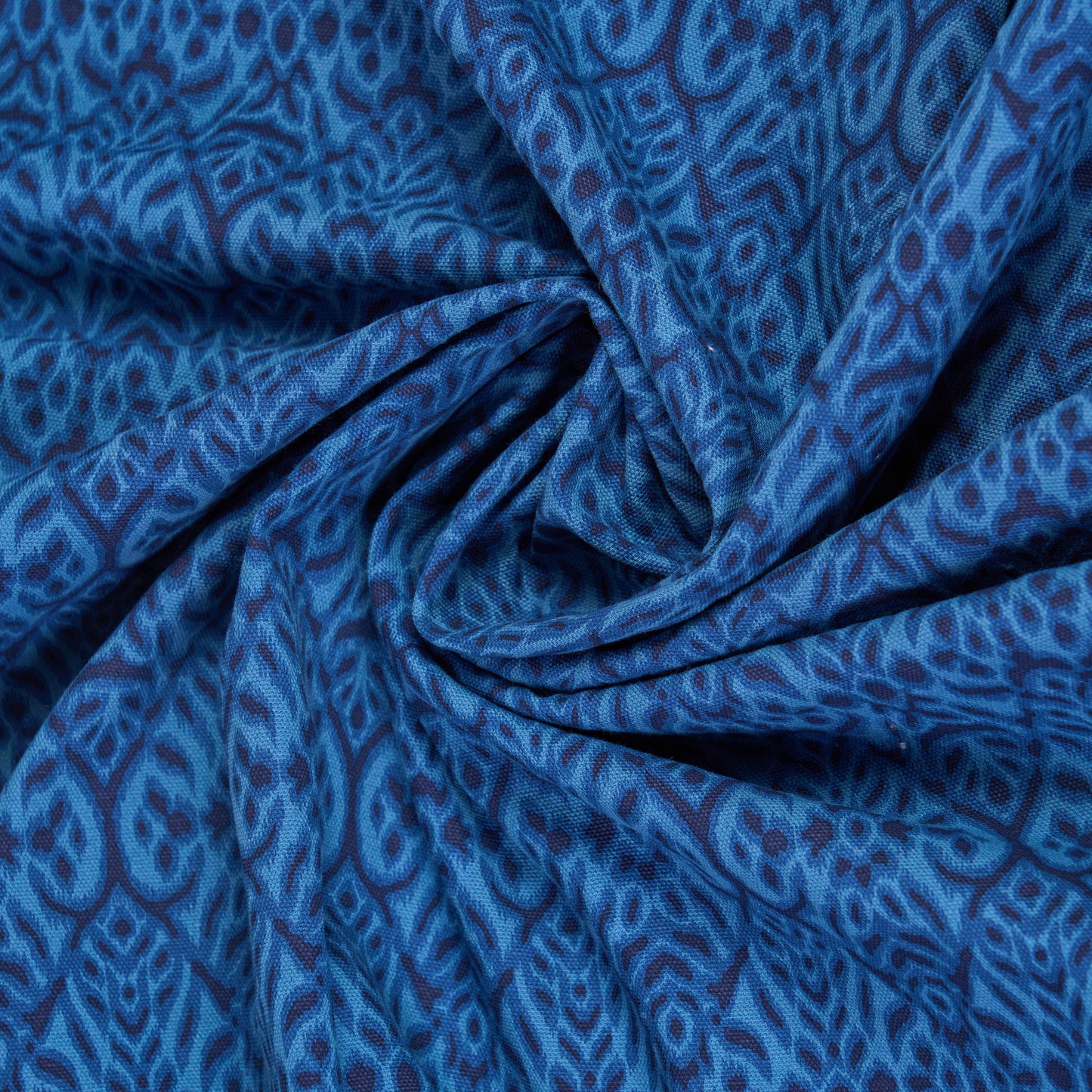 IKAT - Dark Blue color printed fabric, geometrical pattern, 100% cotton duck, by the metre, 58" width