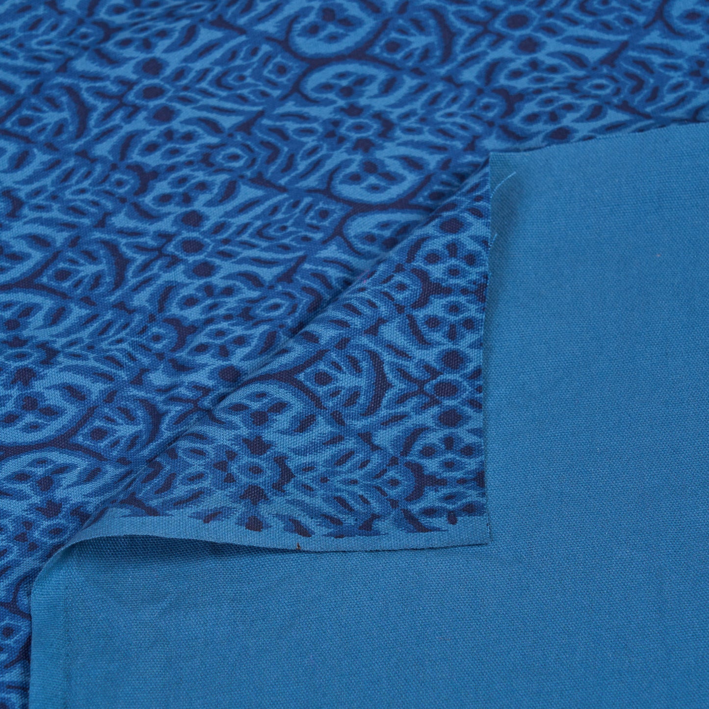 IKAT - Dark Blue color printed fabric, geometrical pattern, 100% cotton duck, by the metre, 58" width
