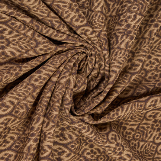 IKAT - Beige color printed fabric, geometrical pattern, 100% cotton duck, by the metre, 58" width