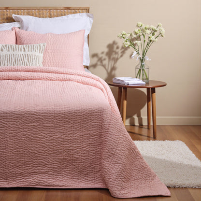 BLUSH colour handmade Kantha cotton Quilted bed set, Sizes available