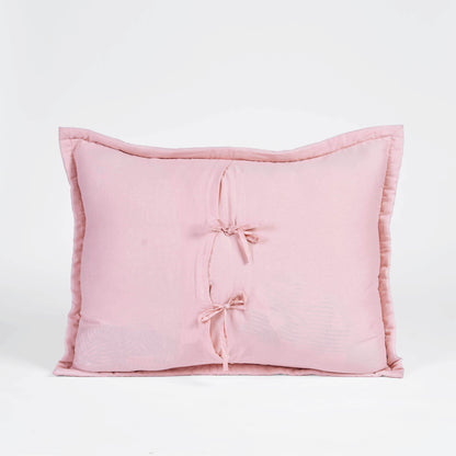 Vliving salmon pink quilted cotton pillow sham with tie closure and flange trim. Soft and cozy.