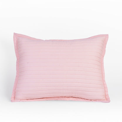 Vliving salmon pink quilted cotton pillow sham with stripe pattern and flange. Soft and cozy.