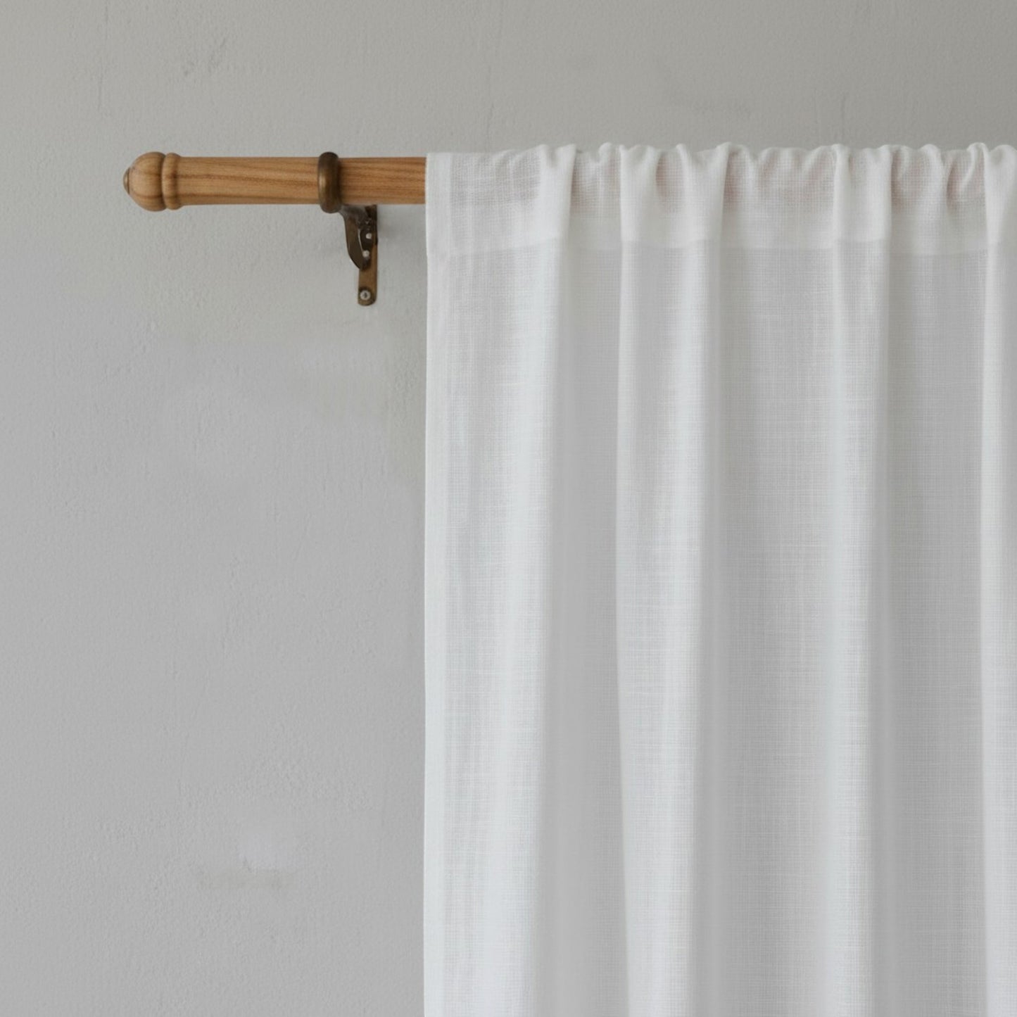 Vliving white pure linen curtain panel with rod pocket top finish, 100% linen, 52 x 63 inches