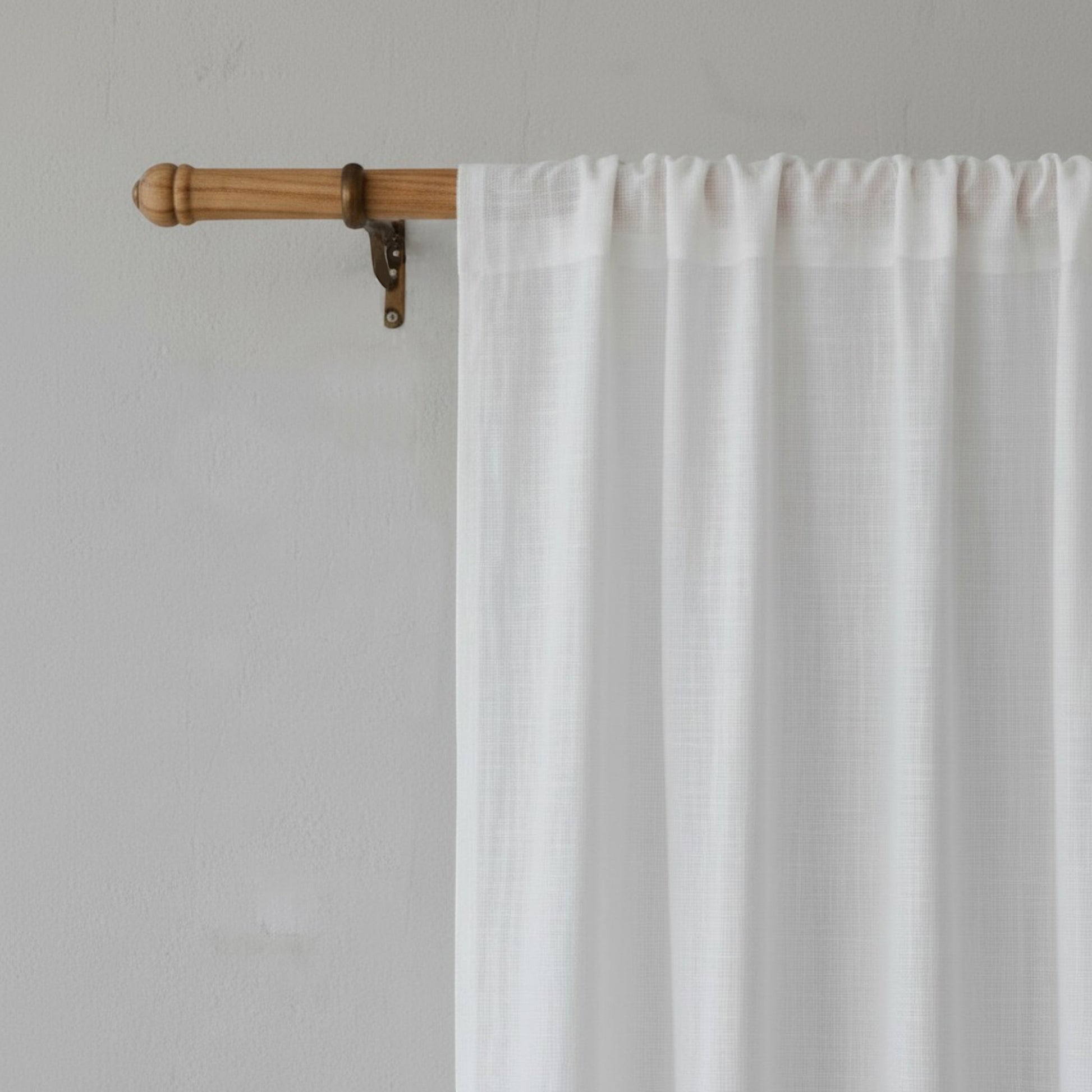 Vliving white pure linen curtain panel with rod pocket top finish, 100% linen, 52 x 63 inches