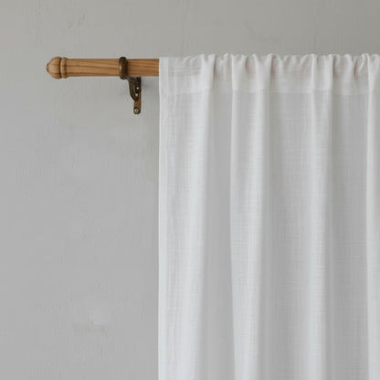 Vliving white pure linen curtain panel with rod pocket top finish, 100% linen, 52 x 63 inches