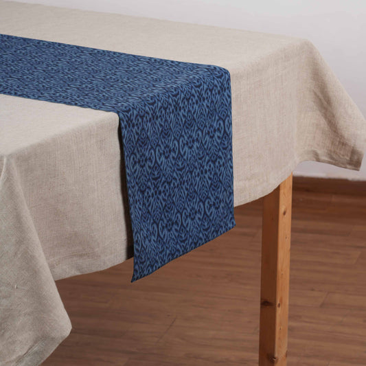 Ikat Print Indigo Blue Cotton Duck Table Runner – Sizes available