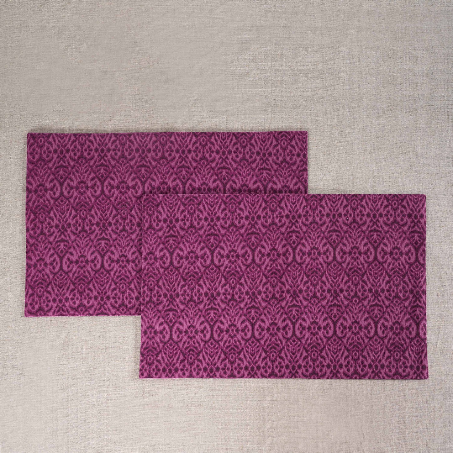 Ikat Print Plum Cotton Duck Placemats – Sets of 2, 4 & 6