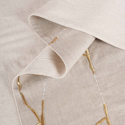 Linen Table Runner – Inspired by Japanese Kintsugi | Gold & White Silk Embroidery