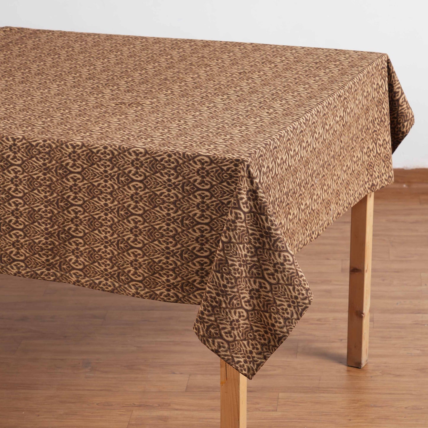 Ikat Print Beige Cotton Duck Tablecloth – Multiple Sizes