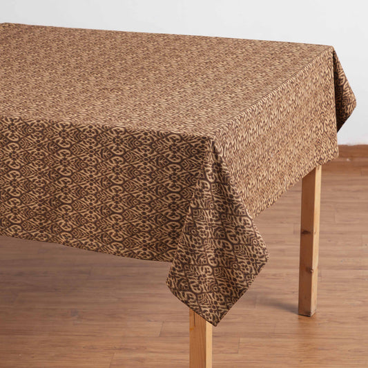 Ikat Print Beige Cotton Duck Tablecloth – Multiple Sizes