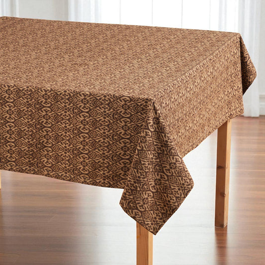 Ikat Print Beige Cotton Duck Tablecloth – Multiple Sizes