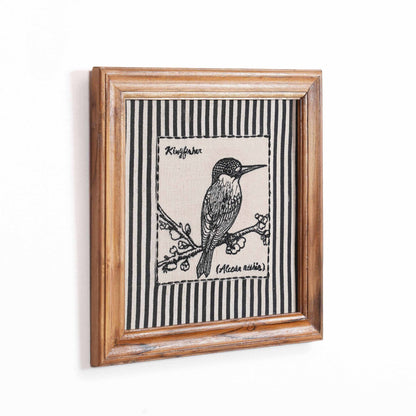 BOTANICAL - KINGFISHER wall art with teak wooden frame, 12X12 inches