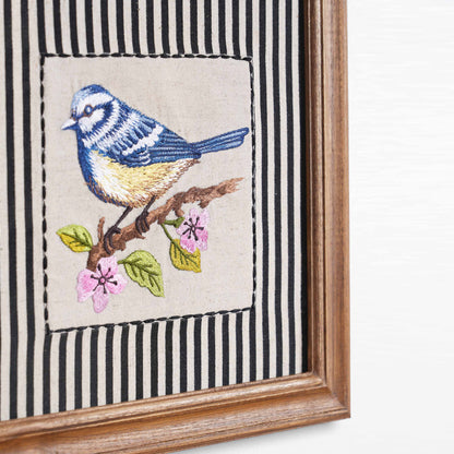 BOTANICAL - BLUE BIRD wall art with teak wooden frame, 12X12 inches
