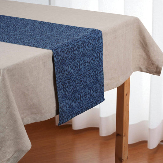 Ikat Print Indigo Blue Cotton Duck Table Runner – Sizes available