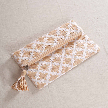 FAUX RAFFIA Foldover Clutch – Hand Interlaced Wicker Weave of Diamond Pattern | 6.5” x 10” (Copy)