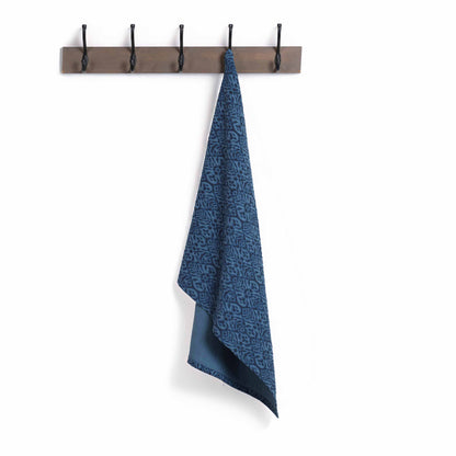 Ikat Print Indigo Blue Cotton Duck Kitchen Towel – 20x28 inches