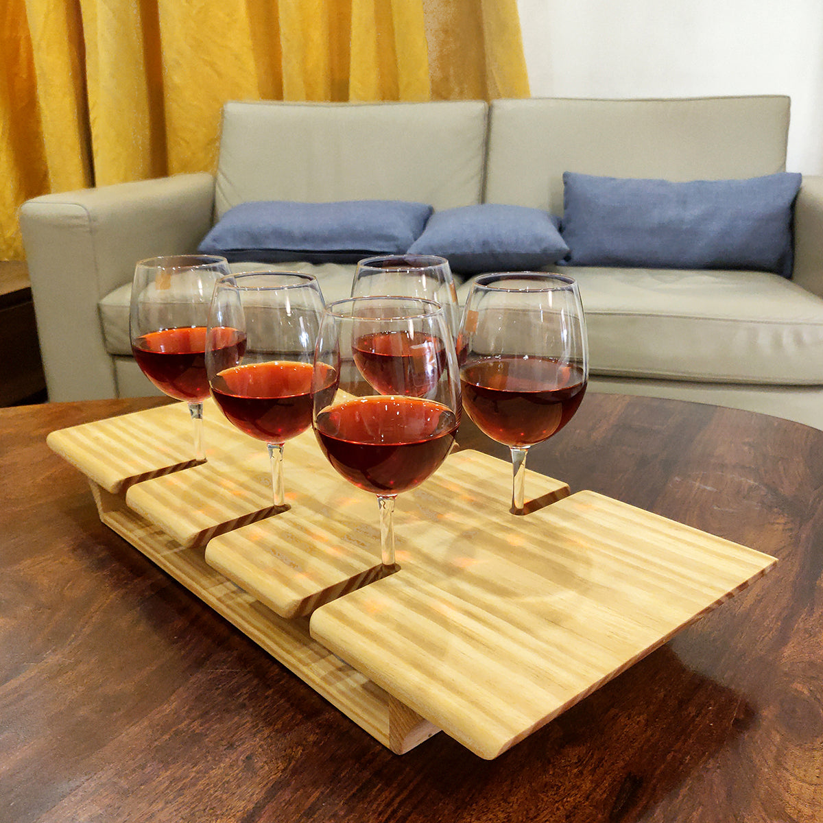 Wooden Wine Glass Tray, Size 20 X 9.5 X 2.25 inches