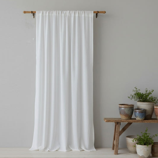 White Pure Linen Curtain Panel | 4 Hanging Styles | 41x63 & 41x84 Inches